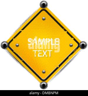 Yellow Metallic Sign isolated on white with sample text Stock Vector