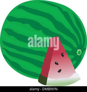 watermelon with sliced Stock Vector