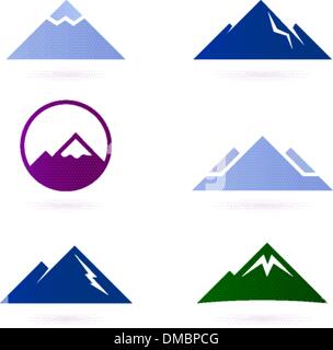 Mountain icon set isolated on white Stock Vector