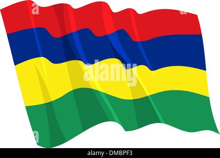 Political waving flag of Mauritius Stock Vector