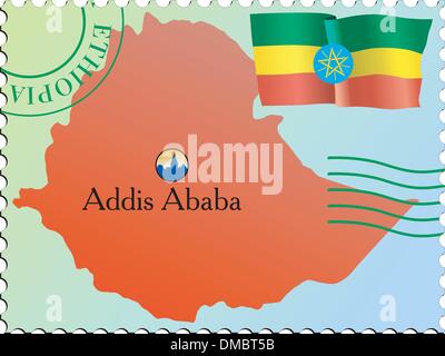 Addis Ababa - capital of Ethiopia. Vector stamp Stock Vector