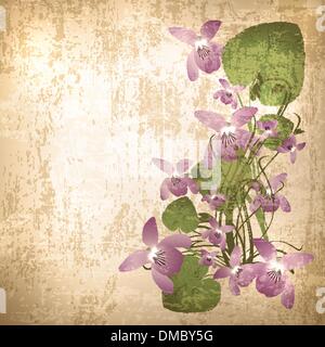 Vintage background with wild violet flowers Stock Vector