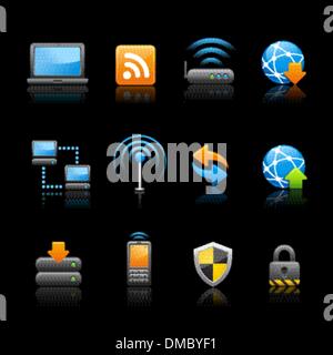Web & Internet icons - Connectivity // Black Background Stock Vector