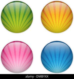 Glass Circle Button Colorful Stripes Stock Vector