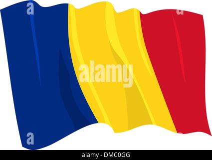 Political waving flag of Romania Stock Vector