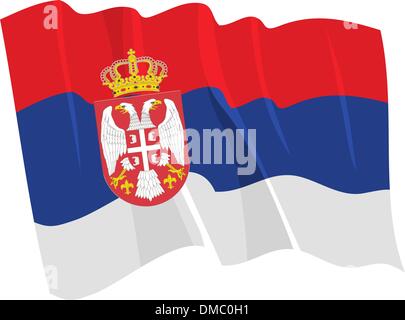 Political waving flag of Serbia Stock Vector