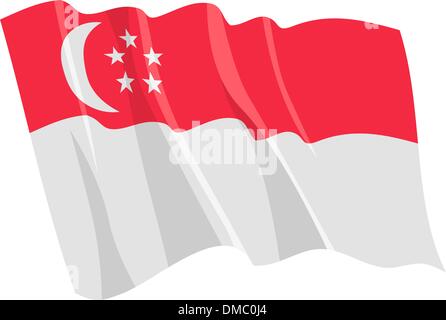 Political waving flag of Singapore Stock Vector