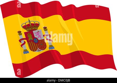 Political waving flag of Spain Stock Vector