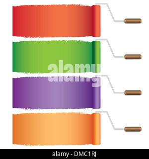Four rollers with paint. Stock Vector