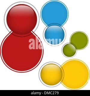 Set of Four Glass Circle Buttons Stock Vector
