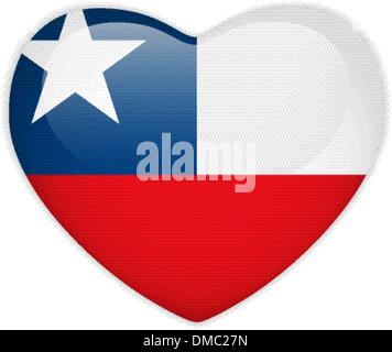 Chile Flag Heart Glossy Button Stock Vector
