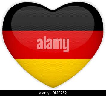 Germany Flag Heart Glossy Button Stock Vector
