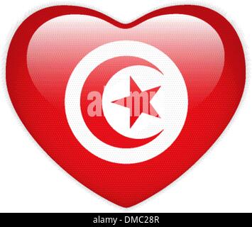 Turkey Flag Heart Glossy Button Stock Vector