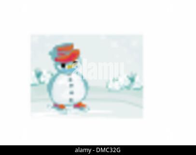 The snowman is skating. Vector illustration Stock Vector Image & Art ...
