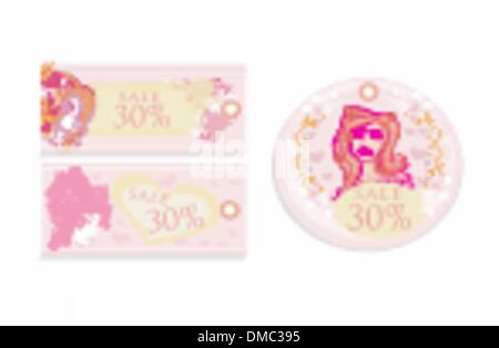 Price Tags With Fashion Girls vector set Stock Vector