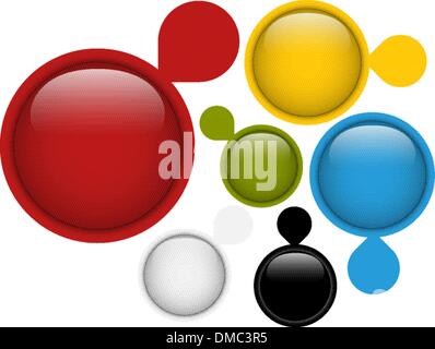 Set of Four Glass Circle Buttons Stock Vector