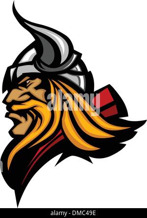 Viking Mascot Vector Profile with Horned Helmet Stock Vector