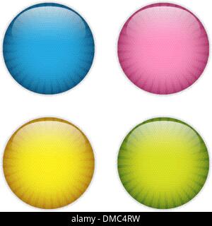 Glass Circle Button Colorful Stripes Stock Vector