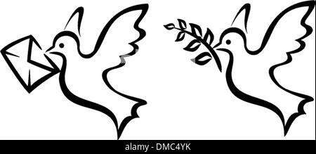 dove, pigeon set of vector symbols Stock Vector