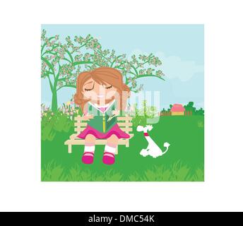 Teen girl Reading A Book Stock Vector