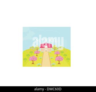 illustration of country school house Stock Vector