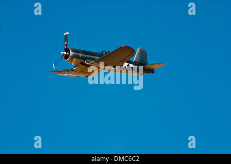 An F-4U Corsair doing a flyby at the Wings over Camarillo Air Show In Camarillo California Stock Photo
