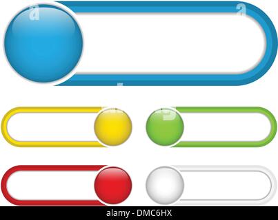 Glossy web buttons with colored bars. Stock Vector
