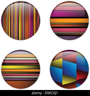 Glass Circle Button Colorful Stripes Stock Vector