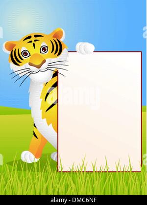 Tiger cartoon with blank sign Stock Vector Image & Art - Alamy