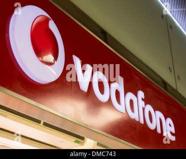 Vodafone sign above store entrance Stock Photo