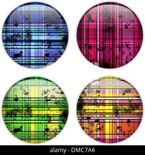 Glass Circle Button Colorful Stripes Stock Vector