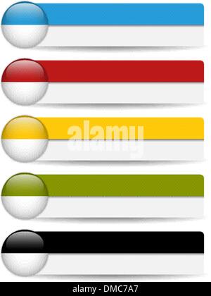 Glossy web buttons with colored bars. Stock Vector