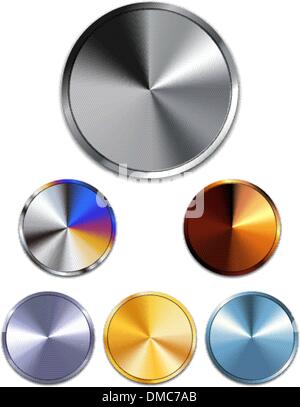 Metal Buttons. Silver, Gold, Copper Stock Vector