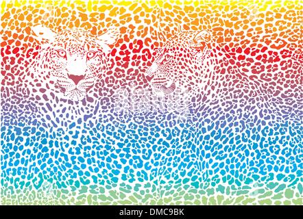 leopard rainbow pattern background Stock Vector