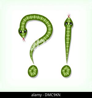 Snake font. Question and exclamation marks Stock Vector