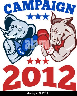 Democrat Donkey Republican Elephant Campaign 2012 Stock Vector