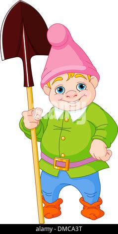 Garden Gnome with shovel Stock Vector