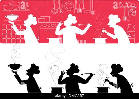 Cooks in the kitchen Stock Vector