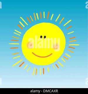 abstract smiling sun on blue sky Stock Vector