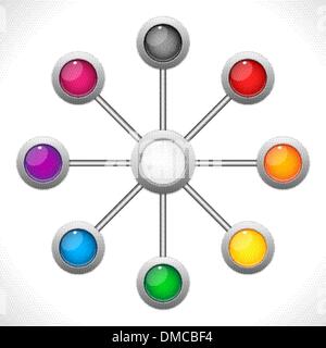 Connection Dots Colorful Circles Stock Vector