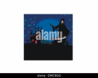 Grim reaper with Halloween sign - vector illustration. Stock Vector