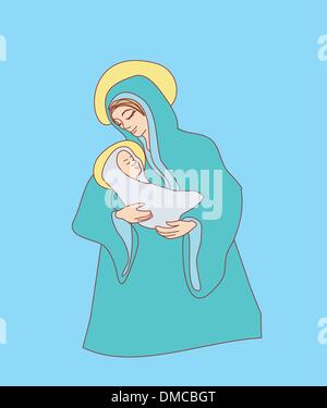 Madonna and child Jesus Stock Vector