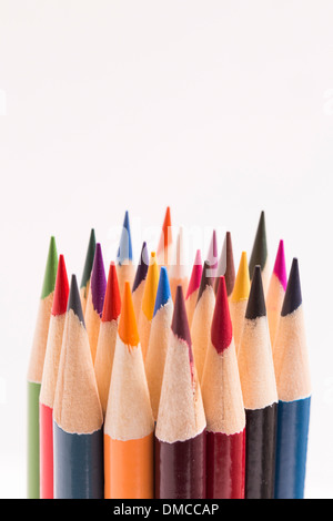 Colored pencils on white Stock Photo