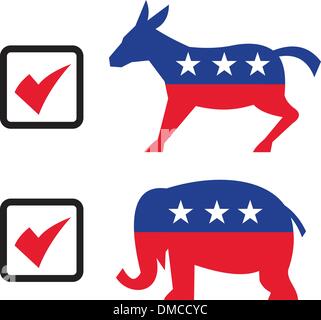 Republican Elephant Democrat Donkey Election Ballot Stock Vector