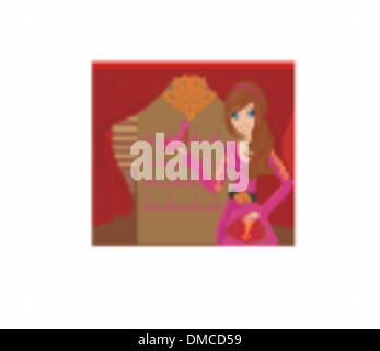 Fashion girl shopping in shoe shop vector illustration Stock Vector