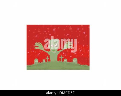 zombie coming out of his grave Stock Vector