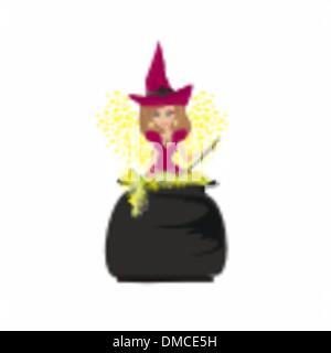 Halloween witch preparing potion Stock Vector