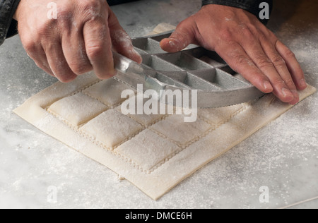 fresh pasta manual production Stock Photo
