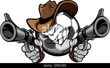 Cowboy Soccer Cartoon Shootout Stock Vector