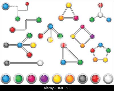 Connection Dots Colorful Circles Stock Vector